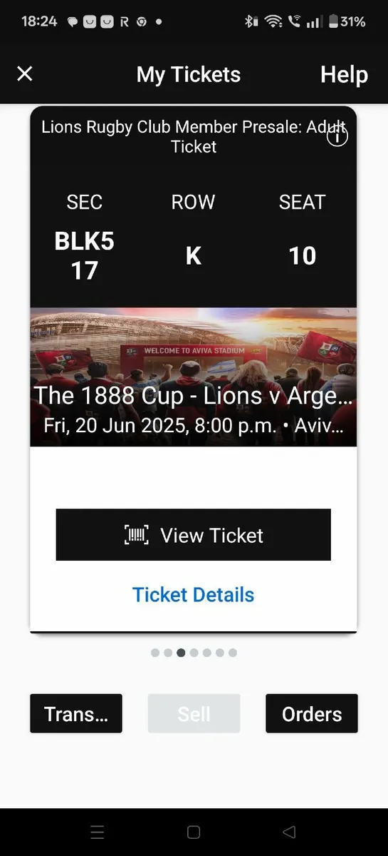 lions v argentina tickets - Image 2