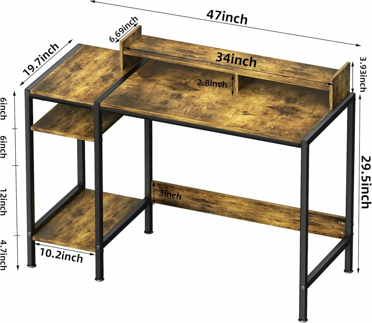 Gaming Computer Desk 120x50cm Office Desk Storage - Image 2