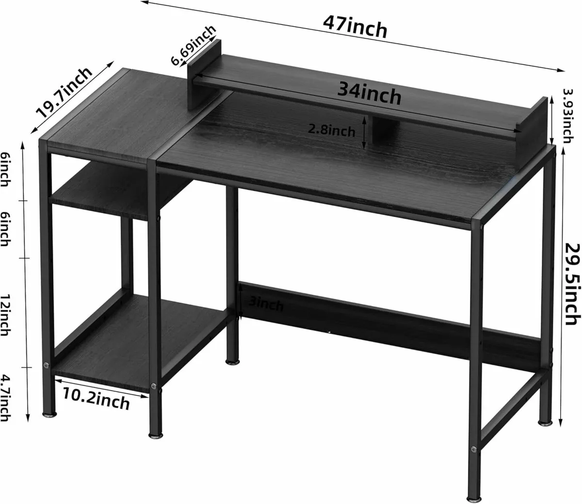 Gaming Computer Desk Office Storage Shelf 120x50cm - Image 2