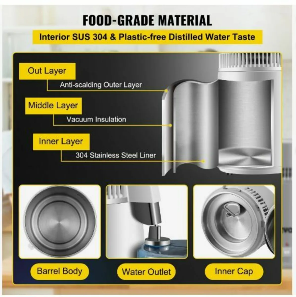 4L Pure Water Distiller 1L/h Water Purifier Filter - Image 2
