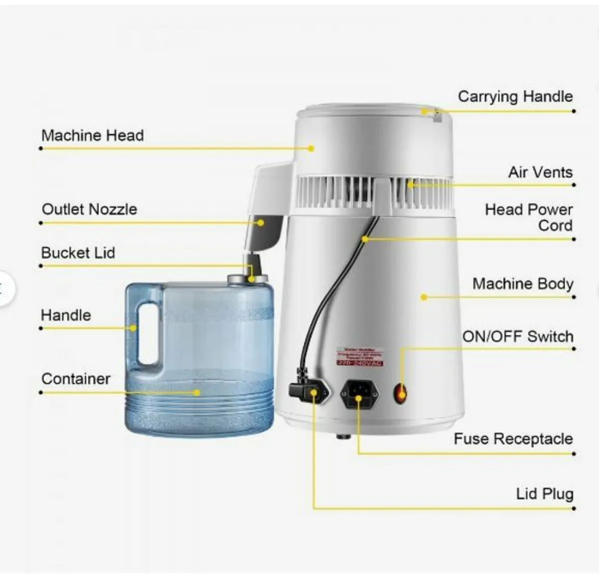 4L Pure Water Distiller 1L/h Water Purifier Filter - Image 4