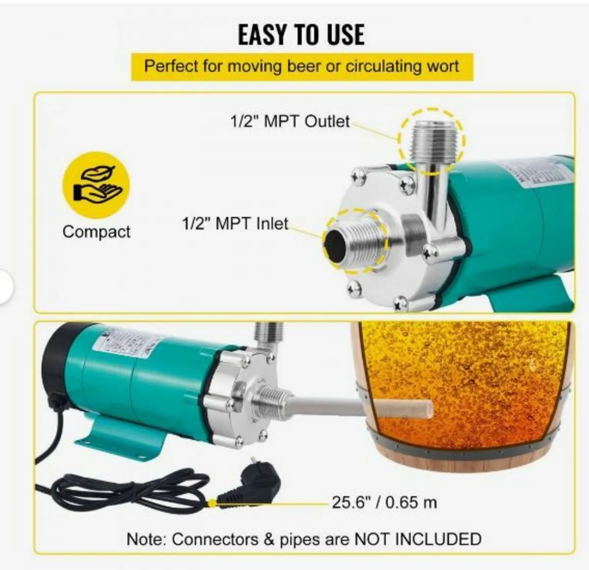 Magnetic Beer Pump with Food MP-15RP Grade Well - Image 3