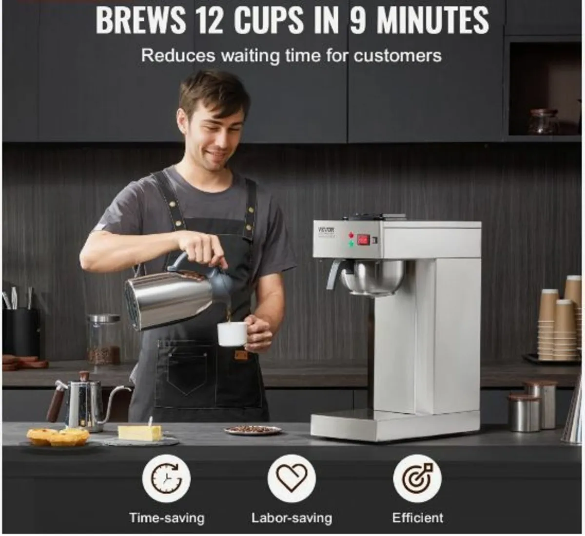 12 Cups Commercial Drip Coffee Maker - Image 2