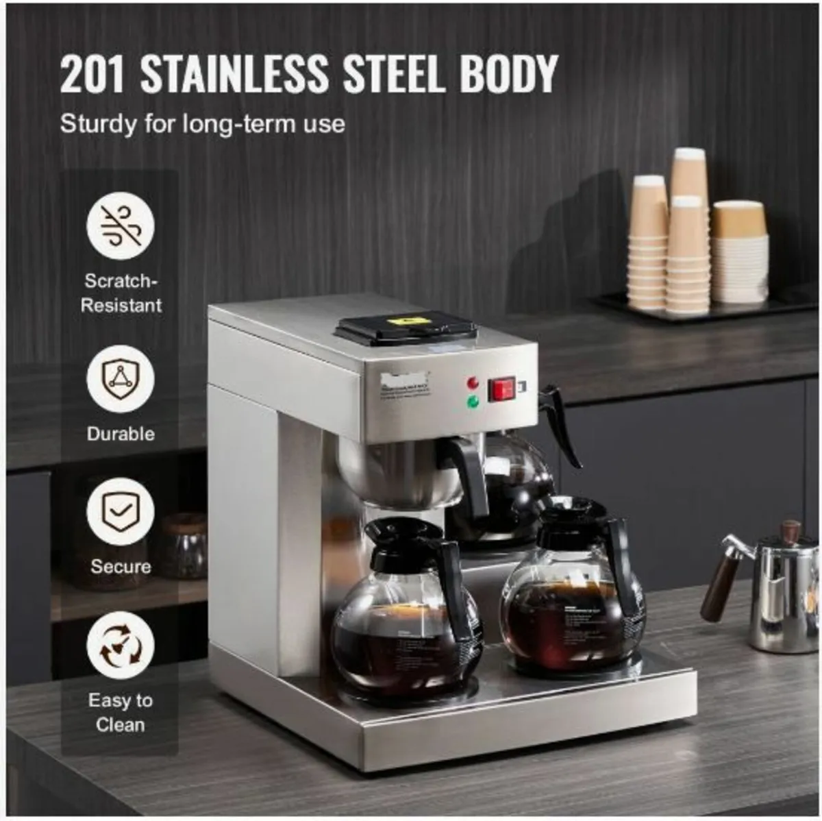 12 Cups Commercial Drip Coffee Maker - Image 2