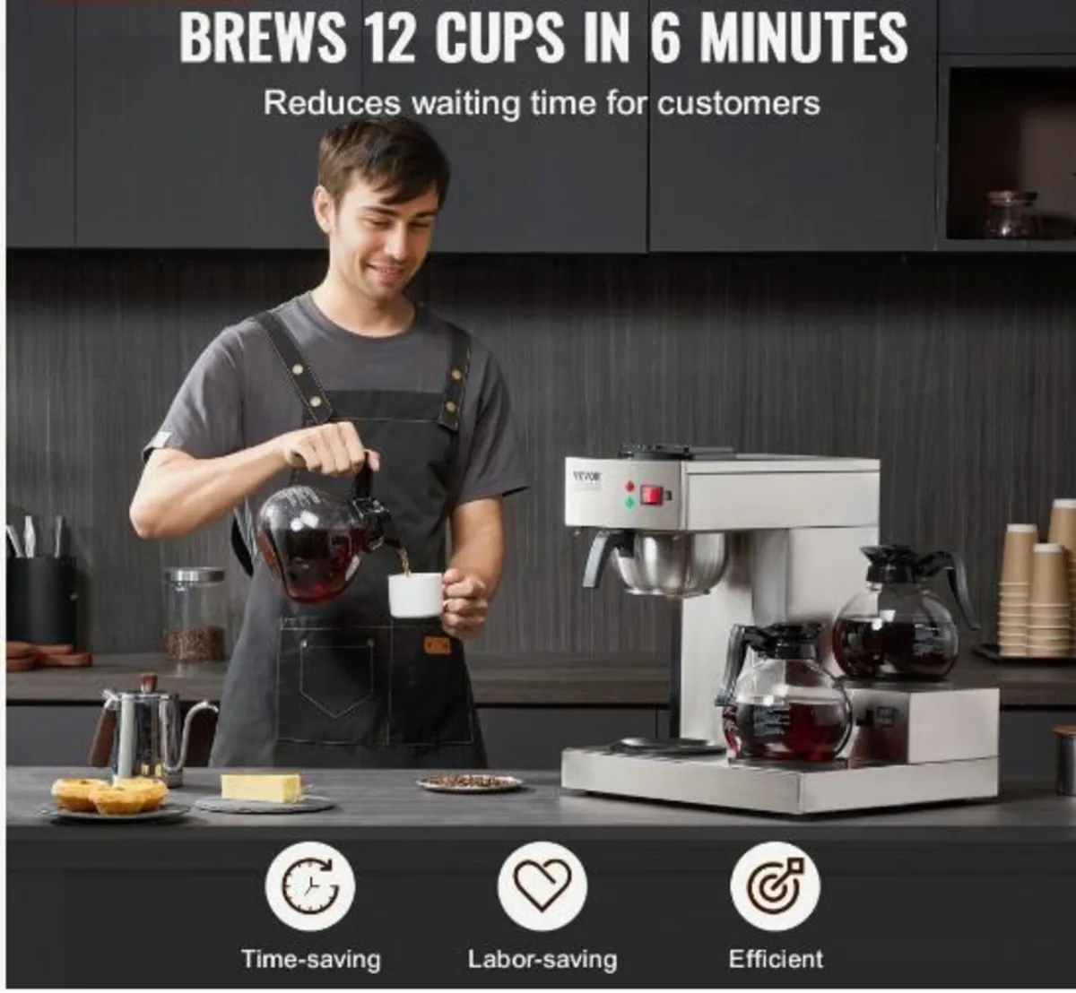 12 Cups Commercial Drip Coffee Maker - Image 3