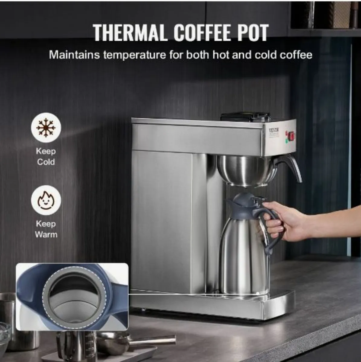 12 Cups Commercial Drip Coffee Maker - Image 4