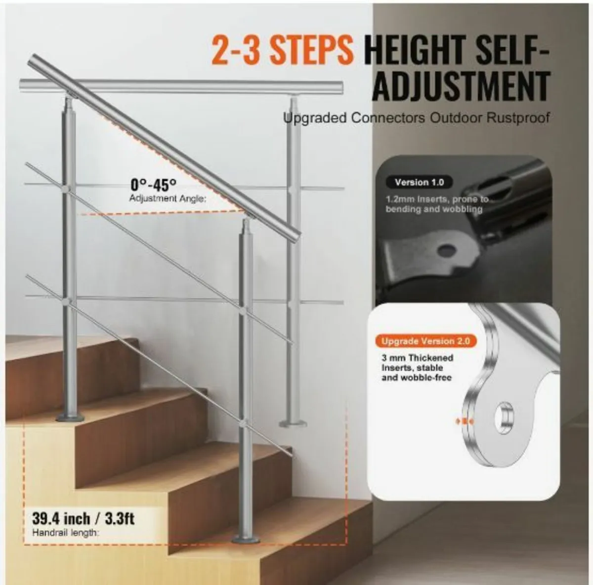 39.4in Handrails for Outdoor Steps 2 - Image 3