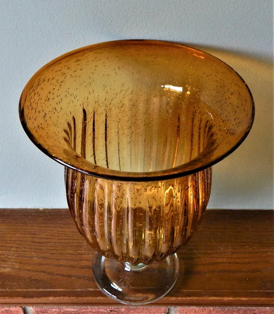 Large Studio Bubble Glass Hand Blown Vase - Image 2