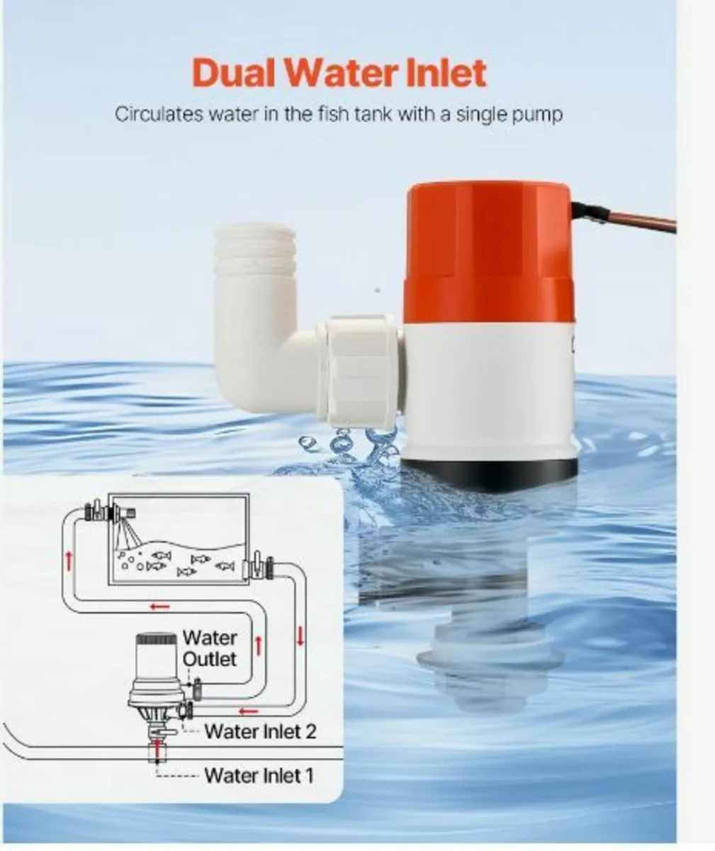 Livewell Pump for Boat 12V 1100GPH - Image 2