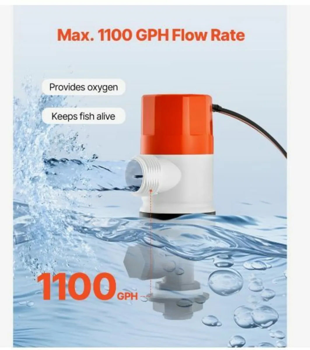 Livewell Pump for Boat 12V 1100GPH - Image 3