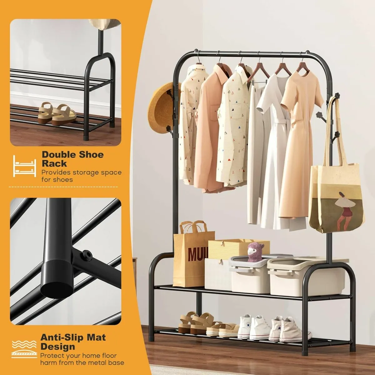 Clothes Rail Bedroom Freestanding Storage Shelves - Image 2
