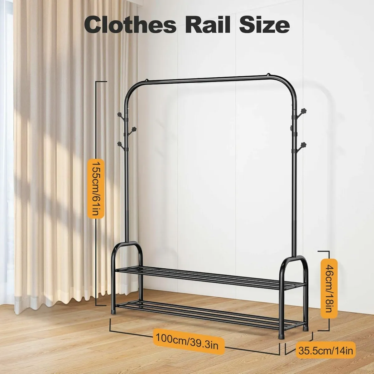 Clothes Rail Bedroom Freestanding Storage Shelves - Image 3