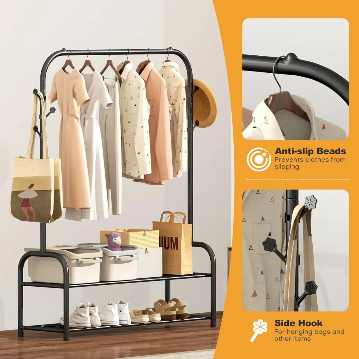 Clothes Rail Bedroom Freestanding Storage Shelves - Image 4