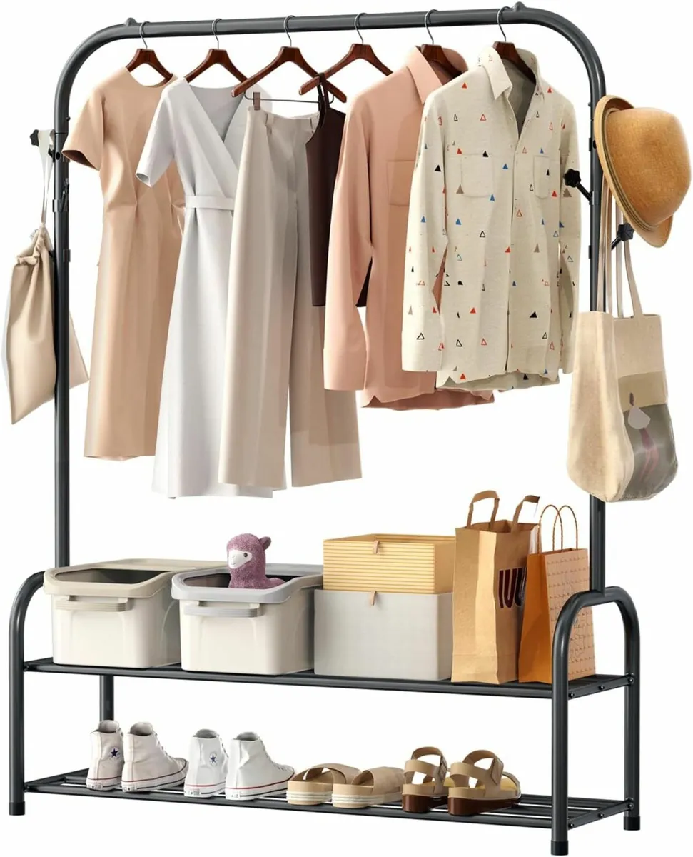Clothes Rail Bedroom Freestanding Storage Shelves - Image 1