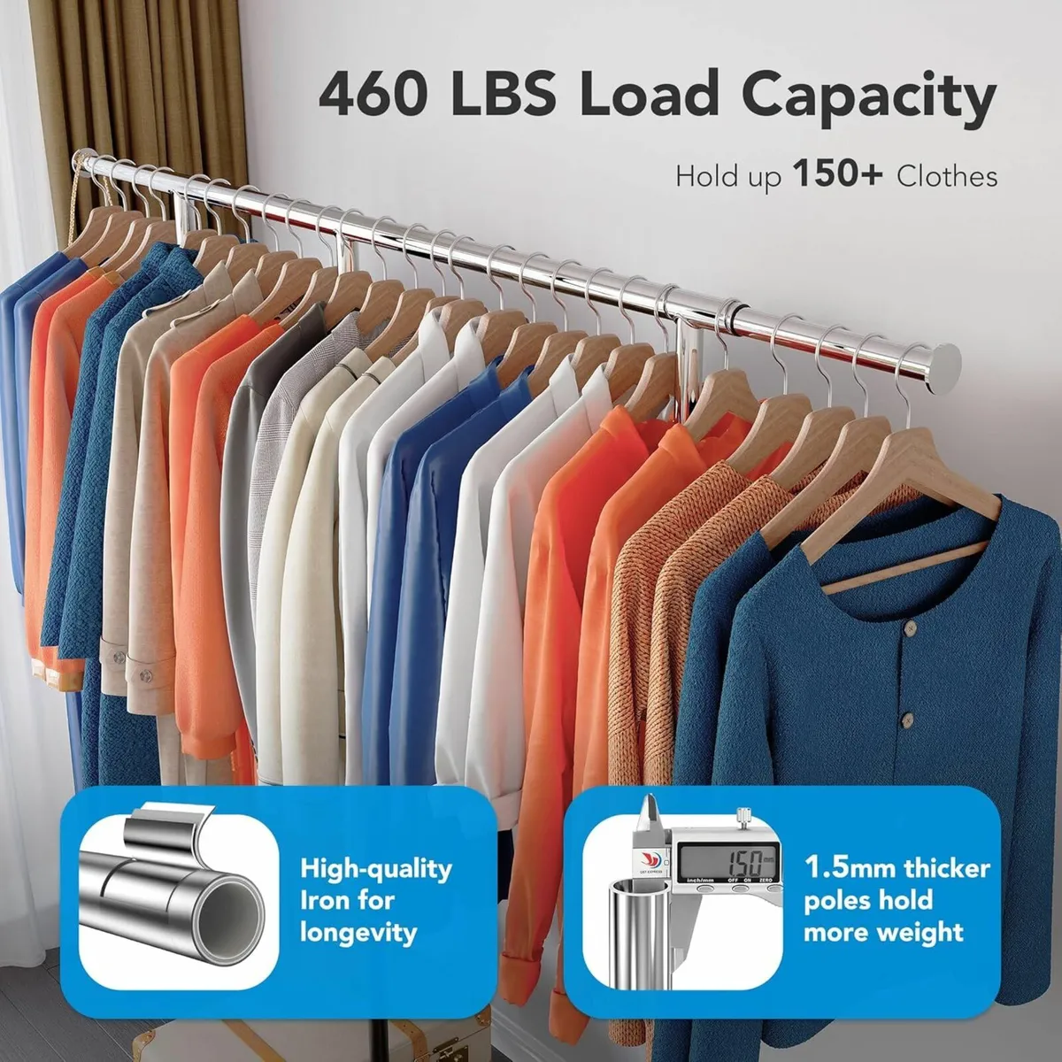 Heavy Duty Clothes Rail, Sturdy 150KG Rack - Image 4