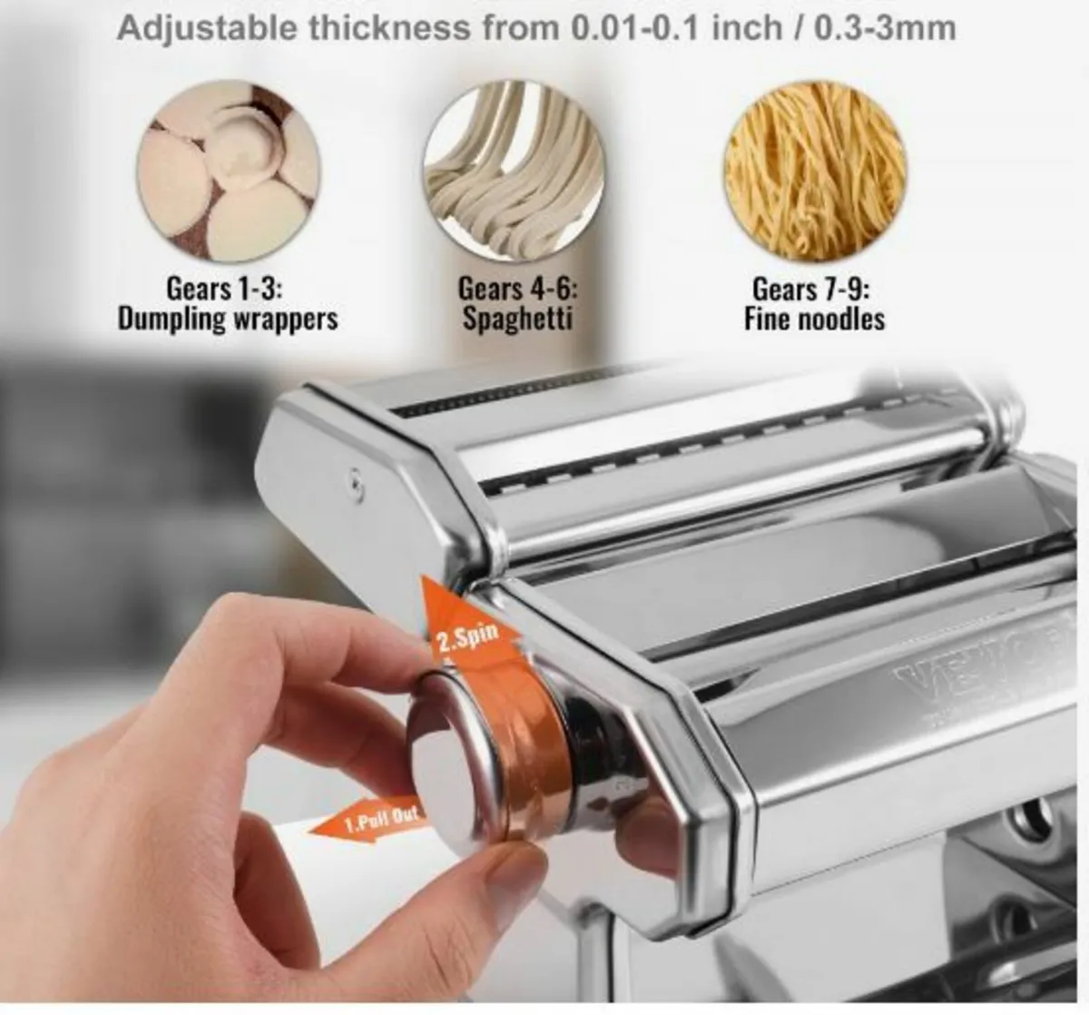 Electric Pasta Maker Machine, 9 Adjustable - Image 3