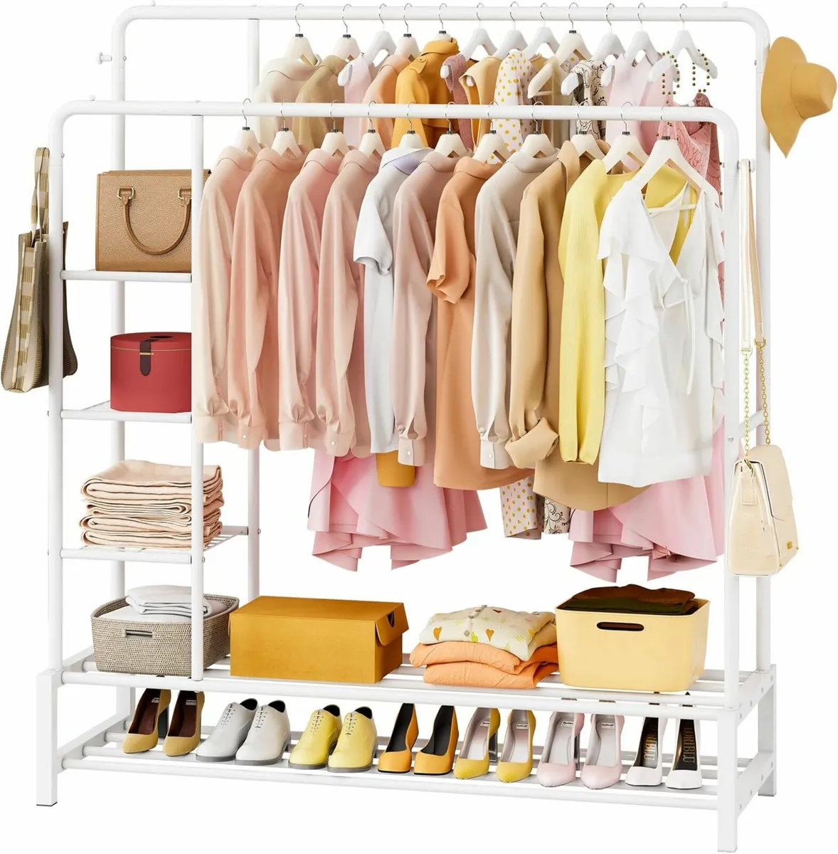 Wide Clothes Rail Bedroom, 2 Hanging Rails - Image 1