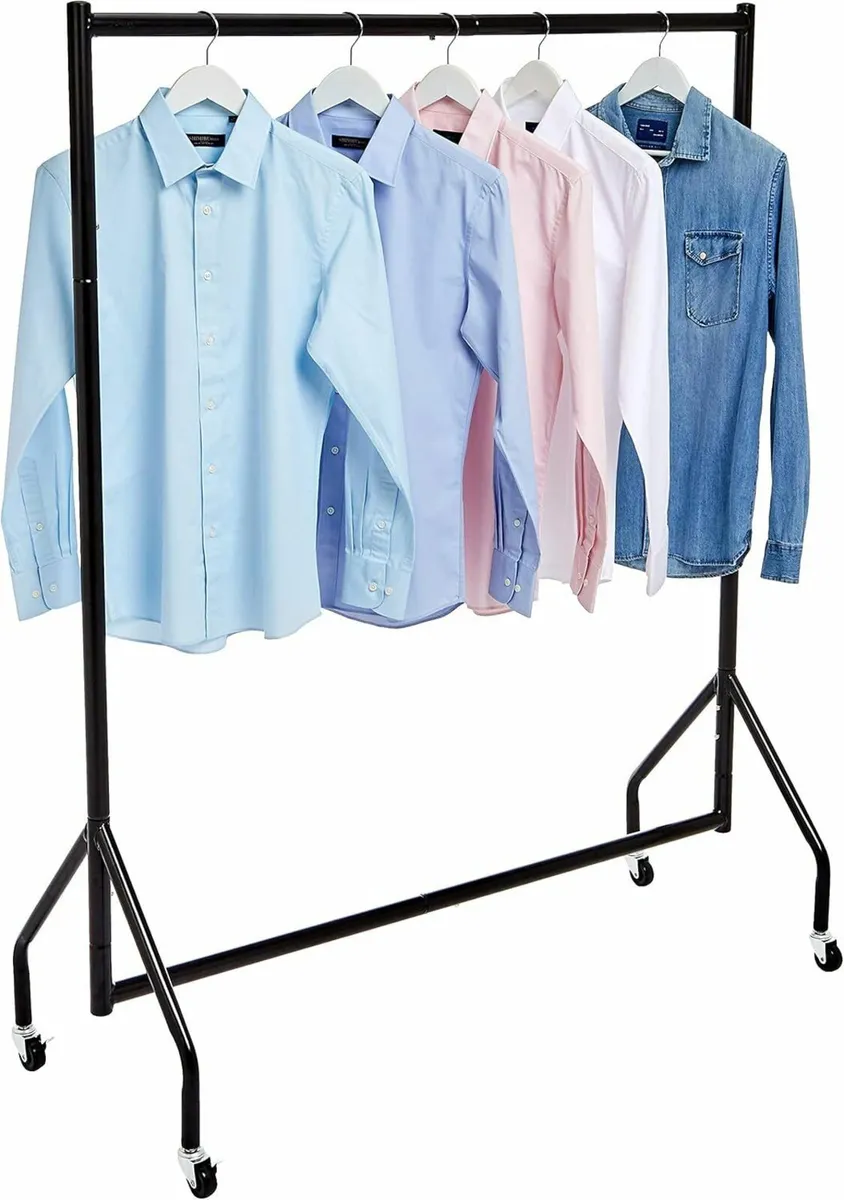 Heavy Duty 68kg Clothes Rail Garment Rail Black - Image 1