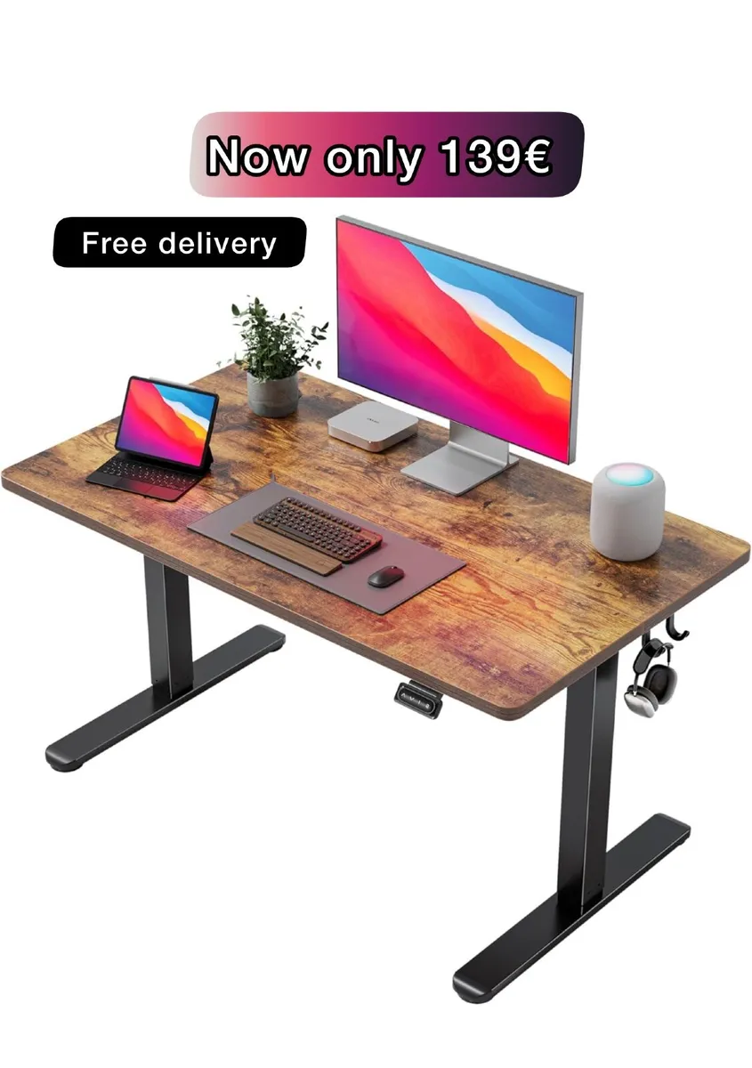 Electric Height Adjustable Standing Desk, 60x100cm - Image 1