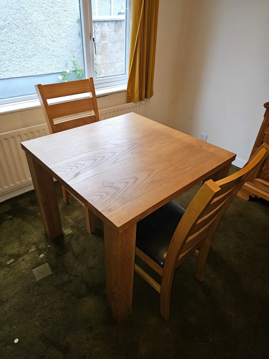 Solid Wood Dining Table & 2 Chairs - Image 1