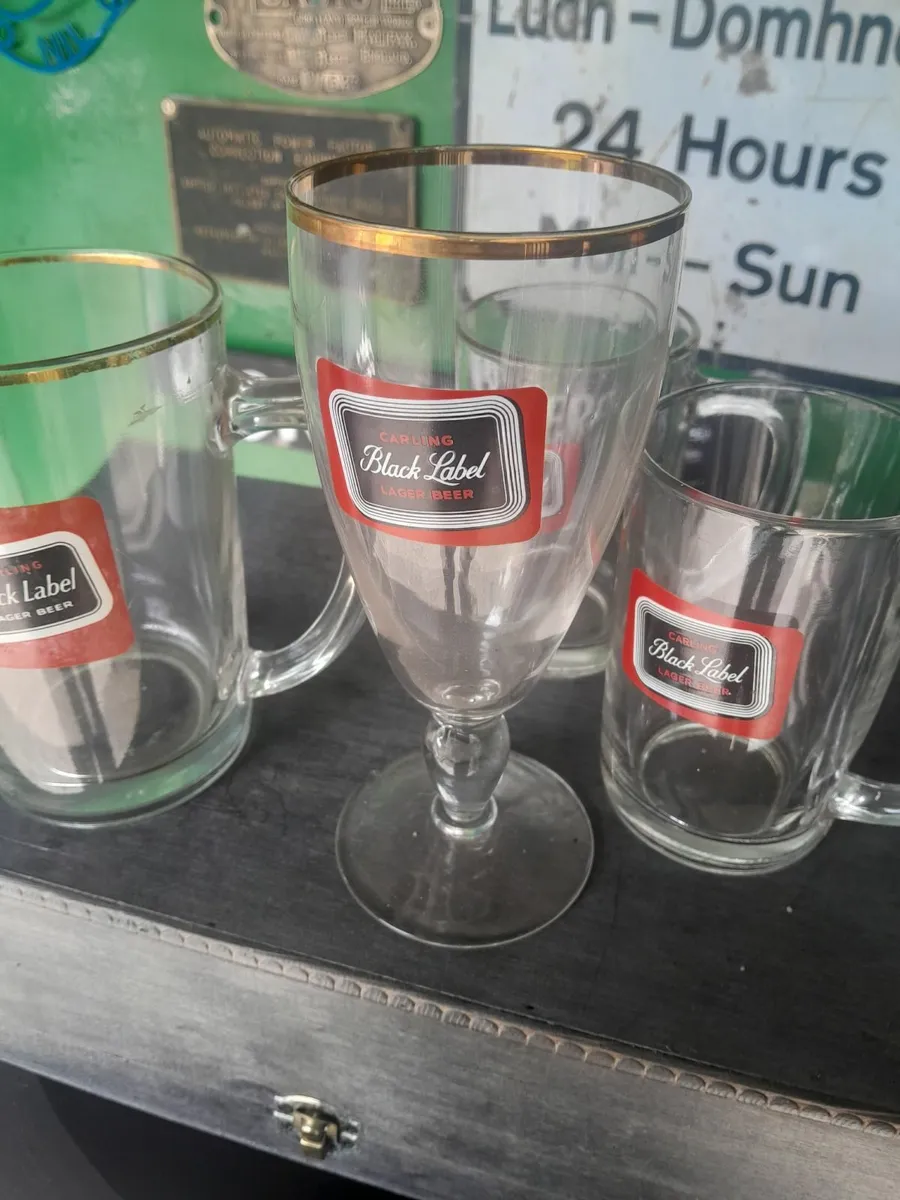 Four  vintage  carling  glasses - Image 2