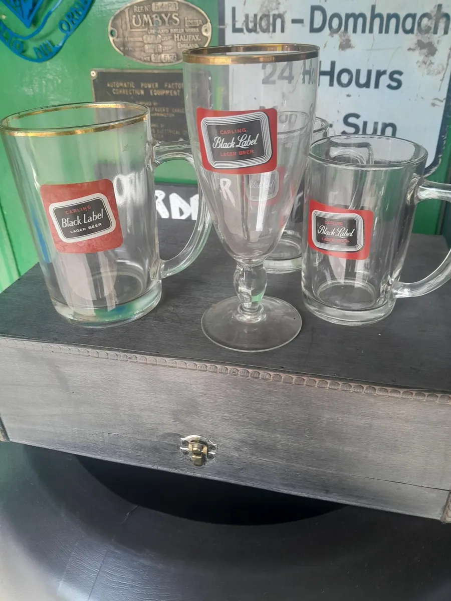 Four  vintage  carling  glasses - Image 3
