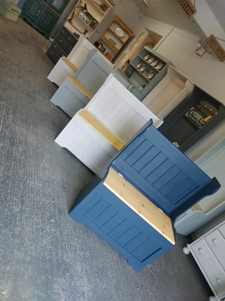 Hall storage benches, pine workshop - Image 4