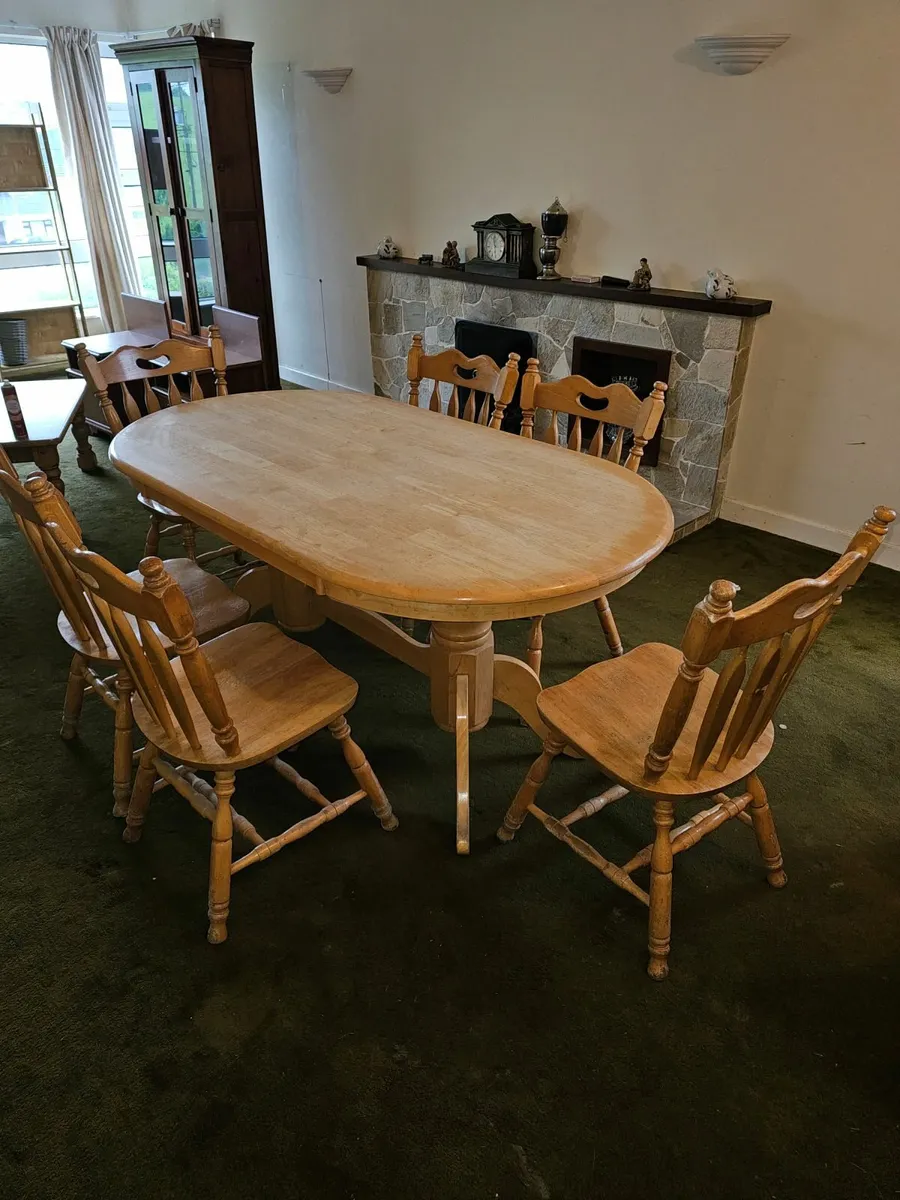 Solid Wooden Dining Table & 6 Chairs - Image 1