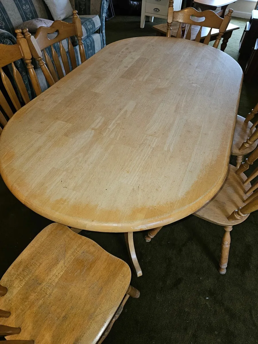 Solid Wooden Dining Table & 6 Chairs - Image 4