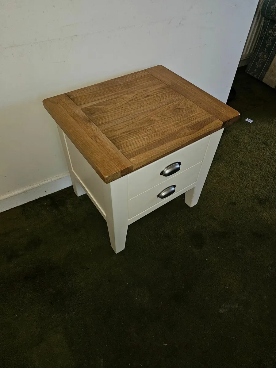 Solid Wood & Cream Bedside Table / Nightstand - Image 3