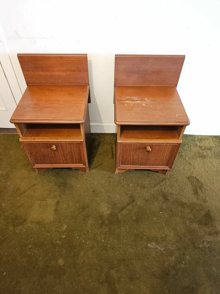 Pair of Vintage Wooden Bedside Lockers - Image 1