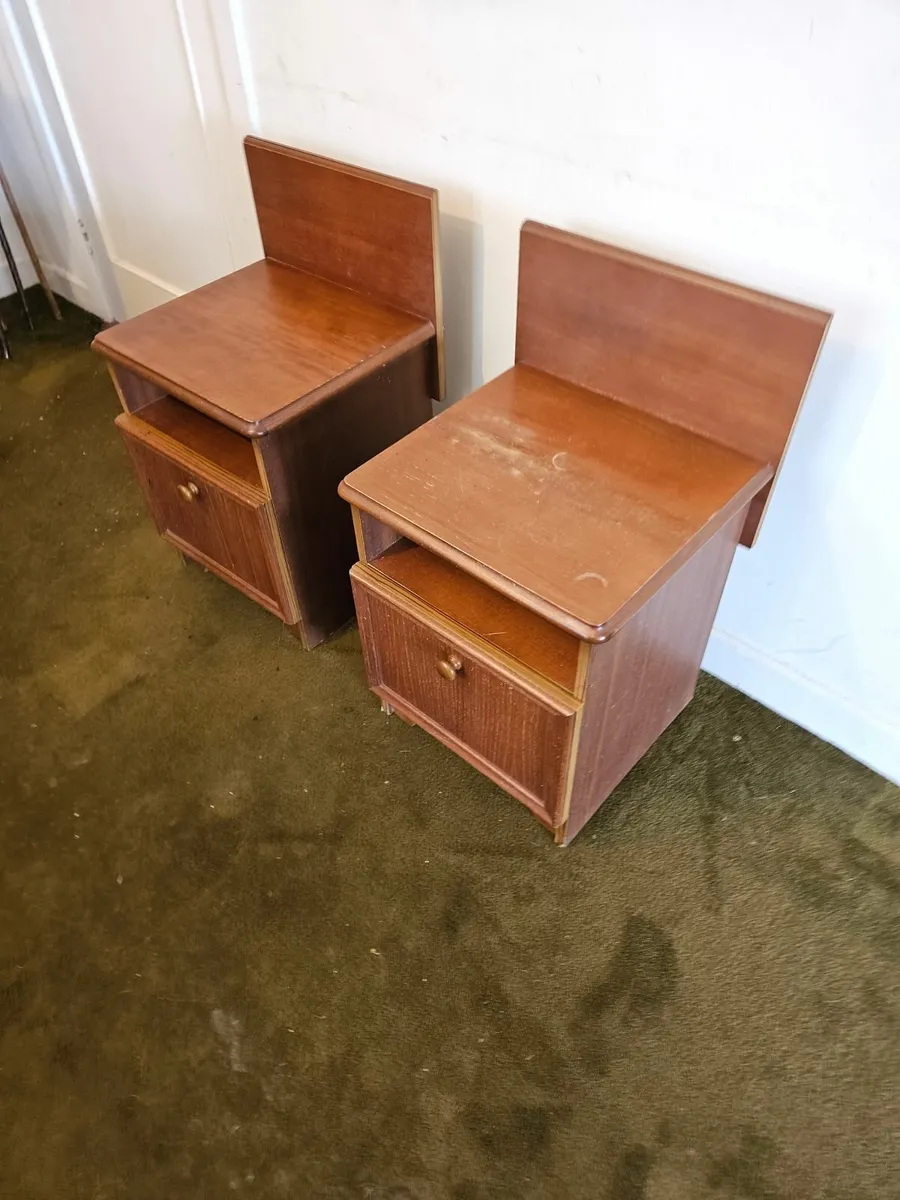 Pair of Vintage Wooden Bedside Lockers - Image 2