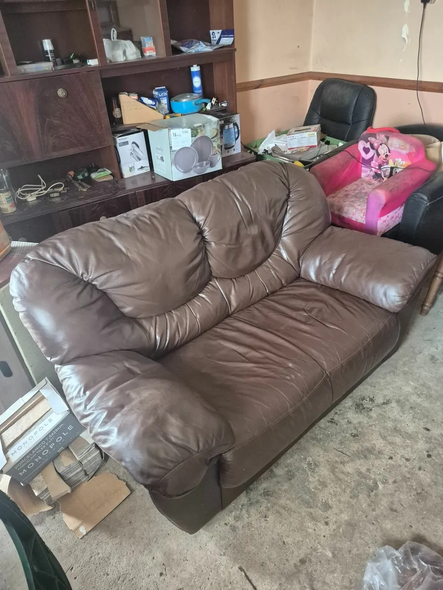 2 Seater Leather Sofa - Image 1