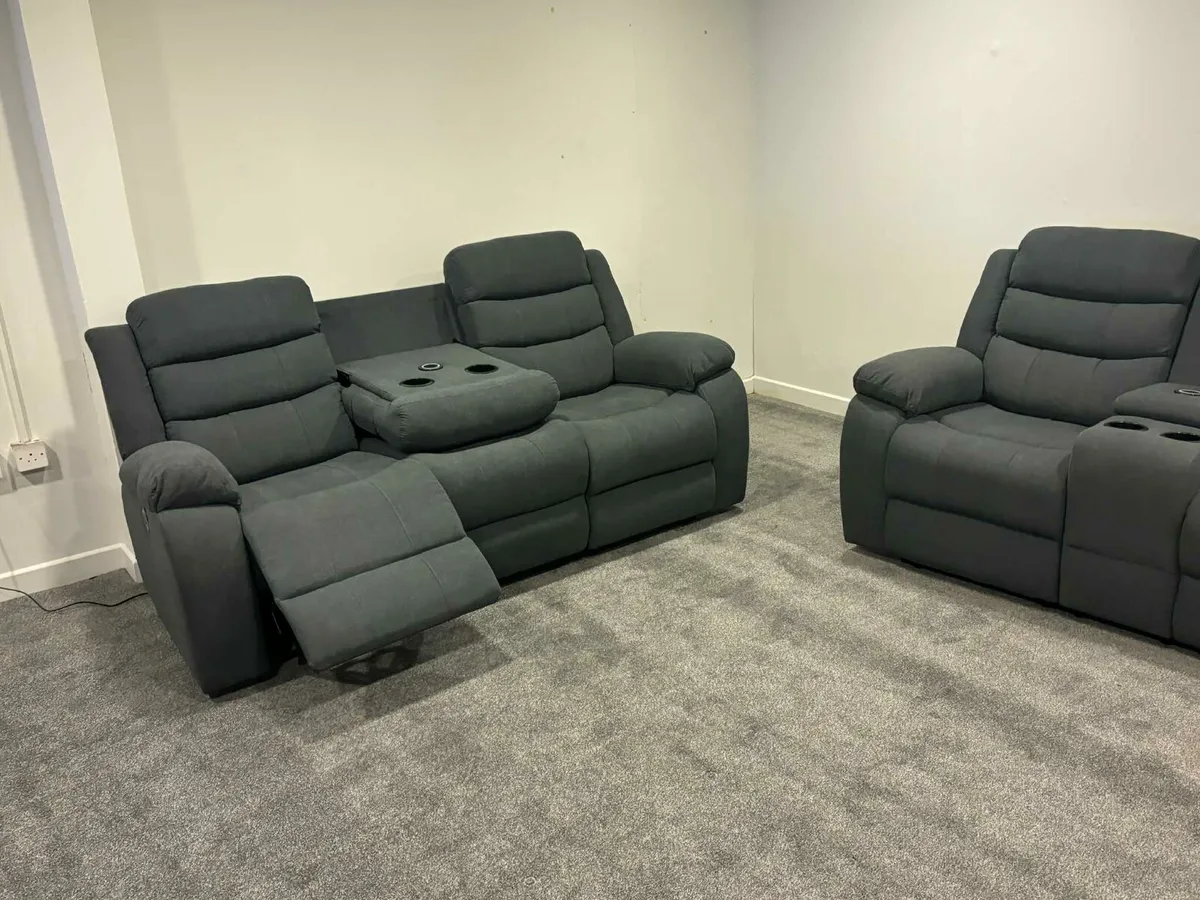New 3+2 Grey Fabric Electric Recliner - Image 3