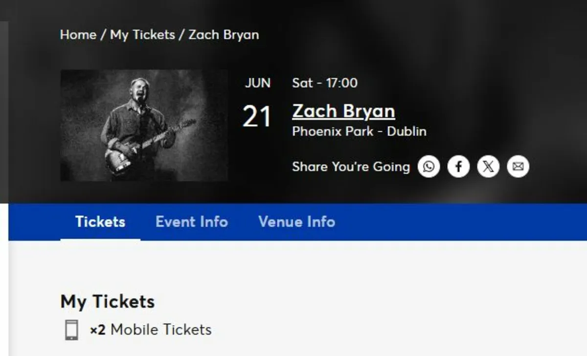 Zach Bryan TICKETS - Gold Circle Standing Tickets - Image 1