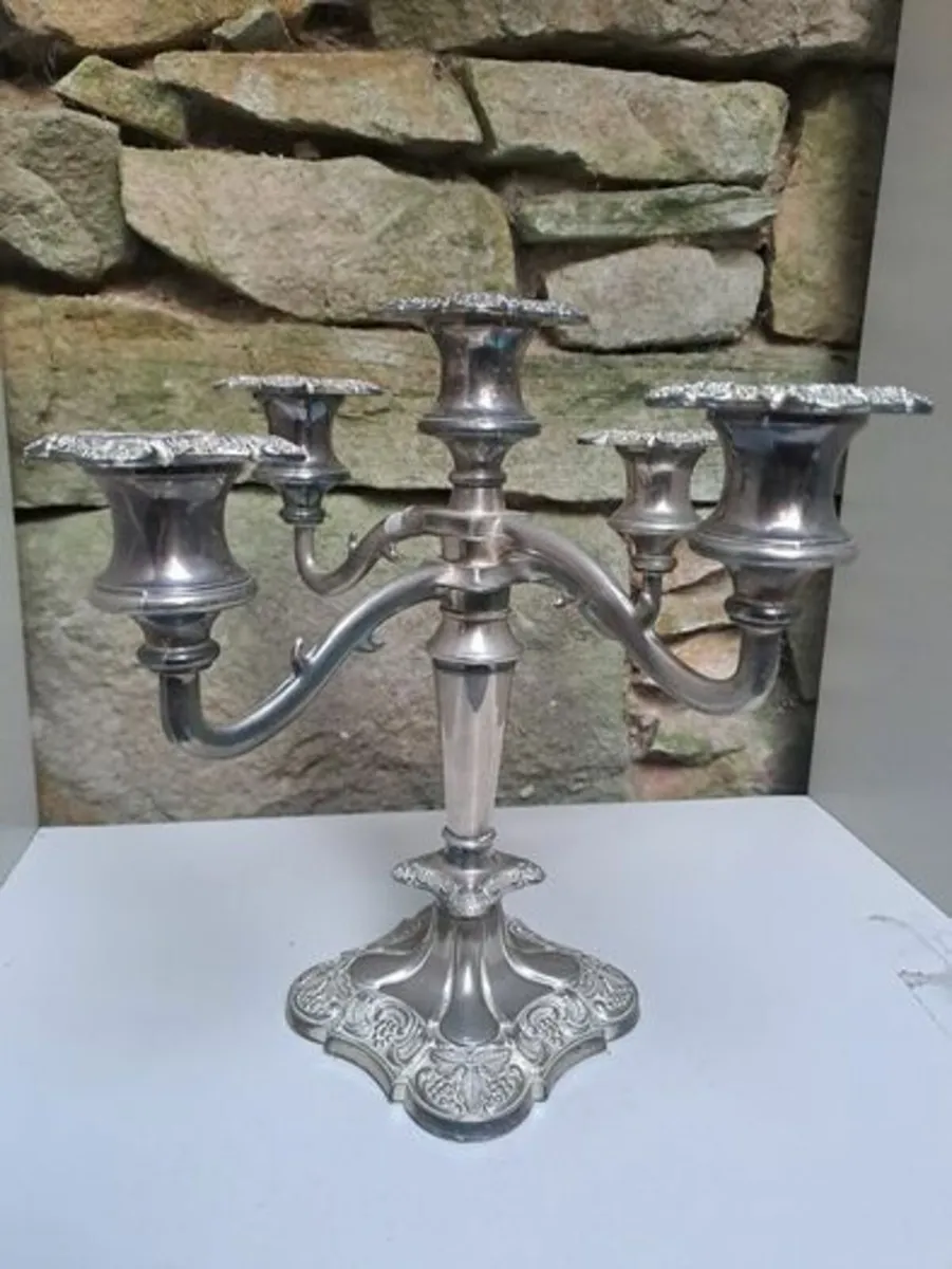 5 branch silver plated candelabra - Image 1