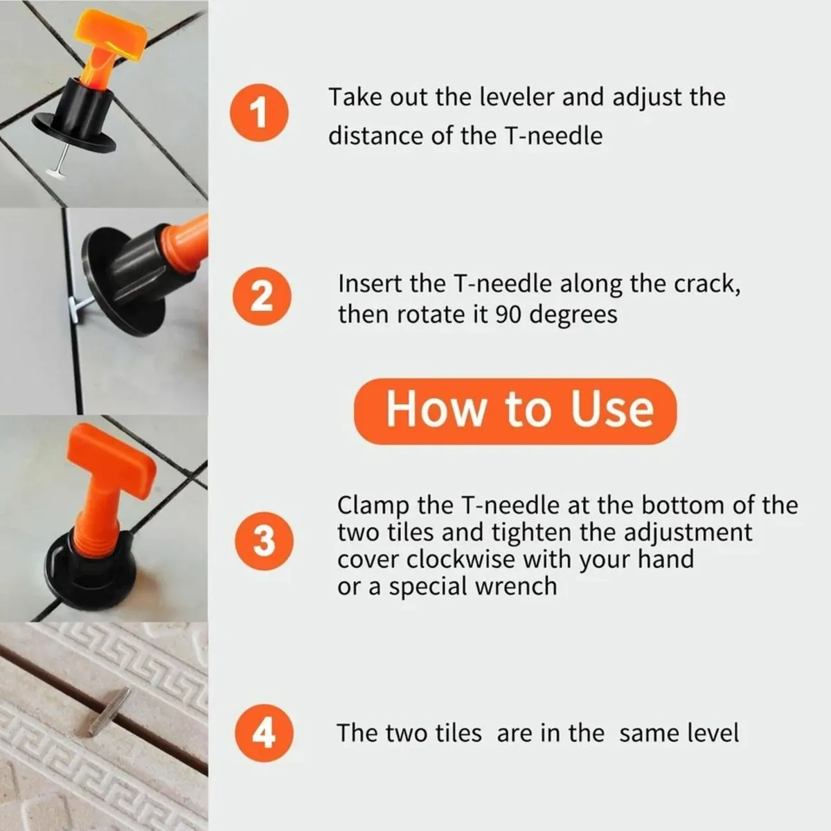 Tile Leveling Clips Spacers Reusable Levelers - Image 4