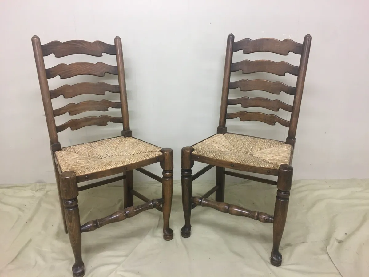 Set of 4 Antique Elm Dining Chairs - Image 3