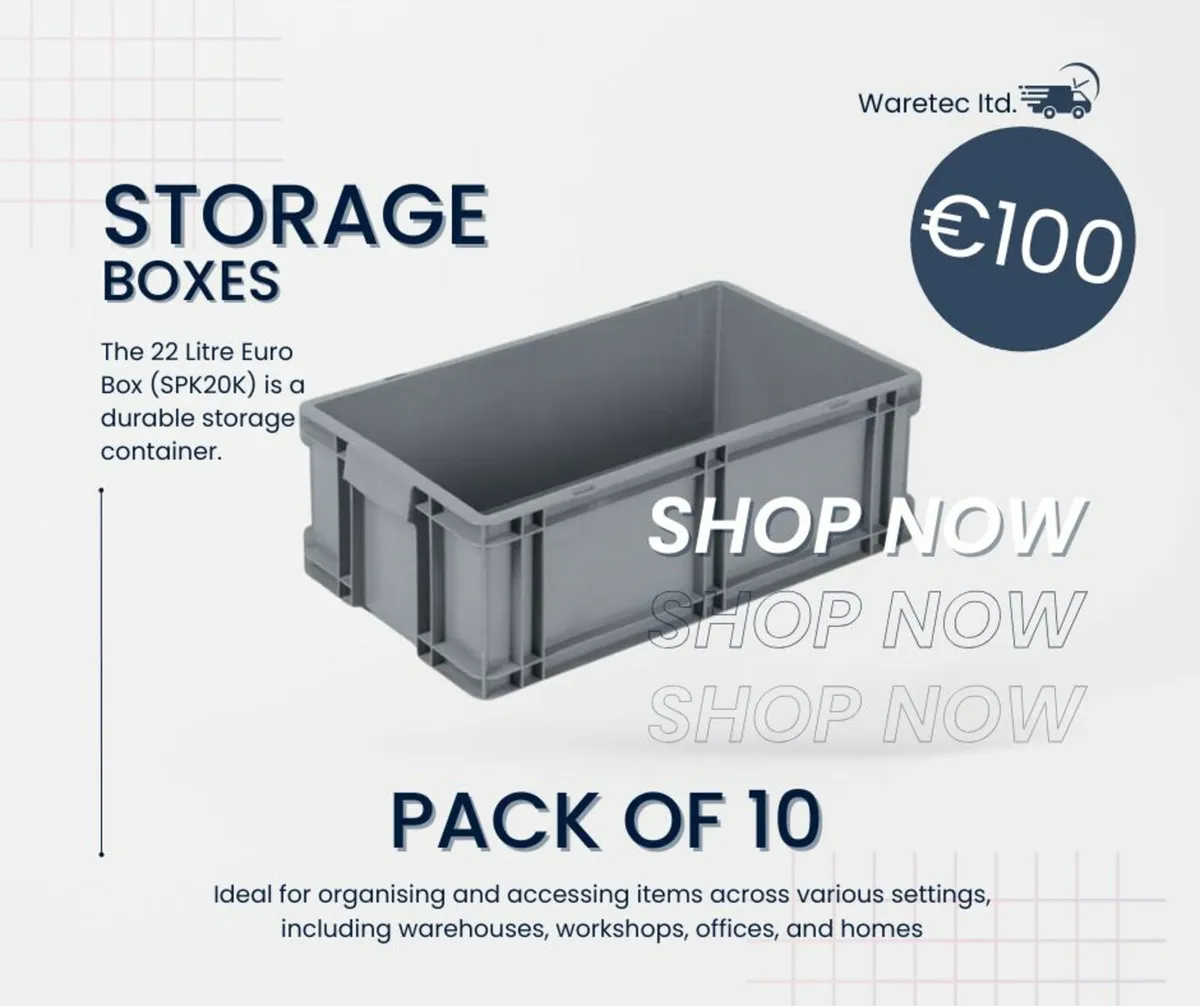 Pack of 10 - 22L storage boxes - Image 1