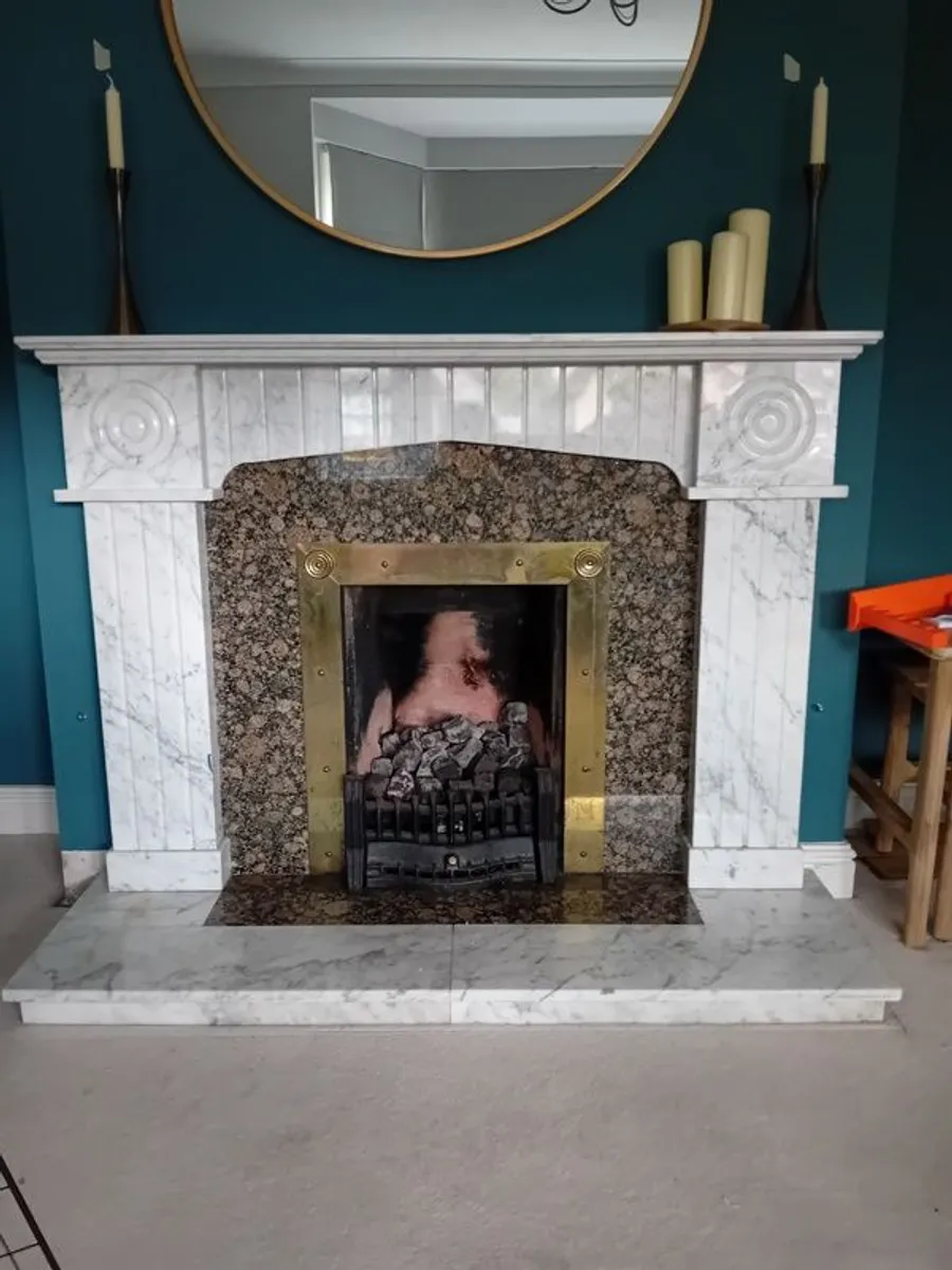 Marble Fireplace, Hearth and Fire Insert - Image 1