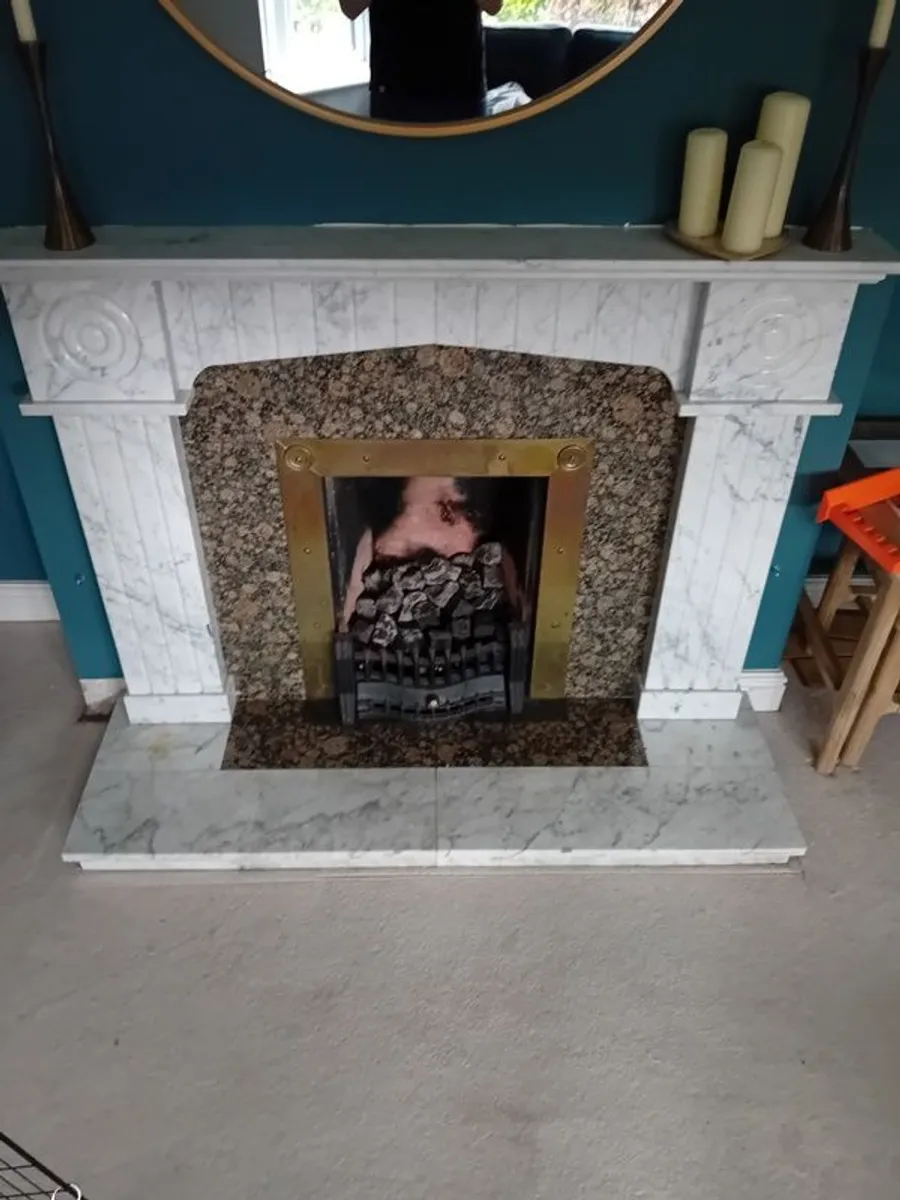 Marble Fireplace, Hearth and Fire Insert - Image 3