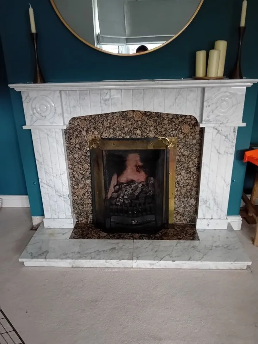 Marble Fireplace, Hearth and Fire Insert - Image 4
