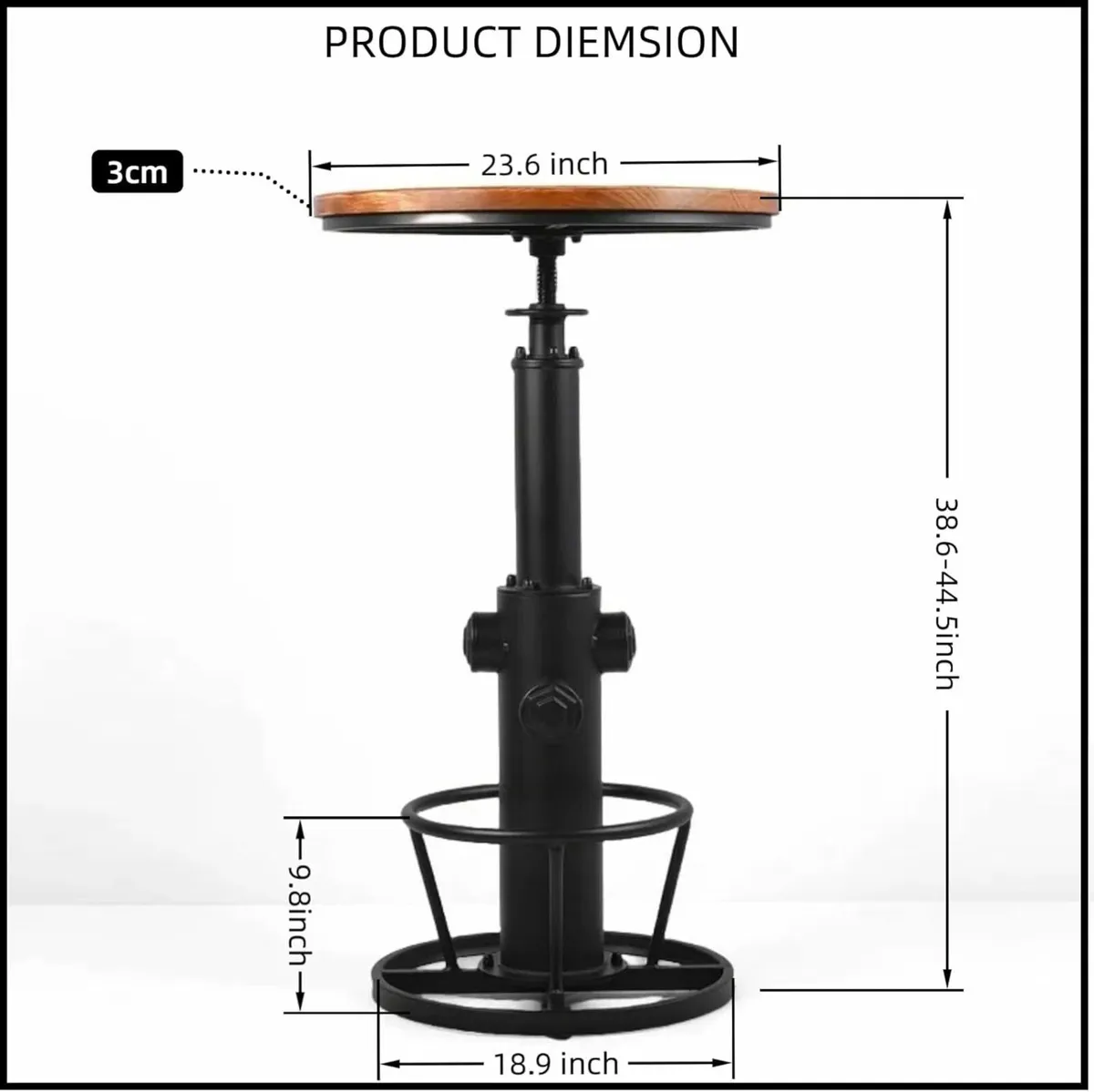Vintage Bistro Table Adjustable Coffee Bar Table - Image 2