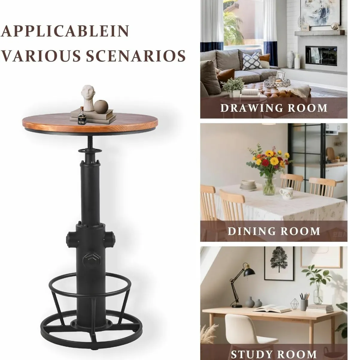Vintage Bistro Table Adjustable Coffee Bar Table - Image 4
