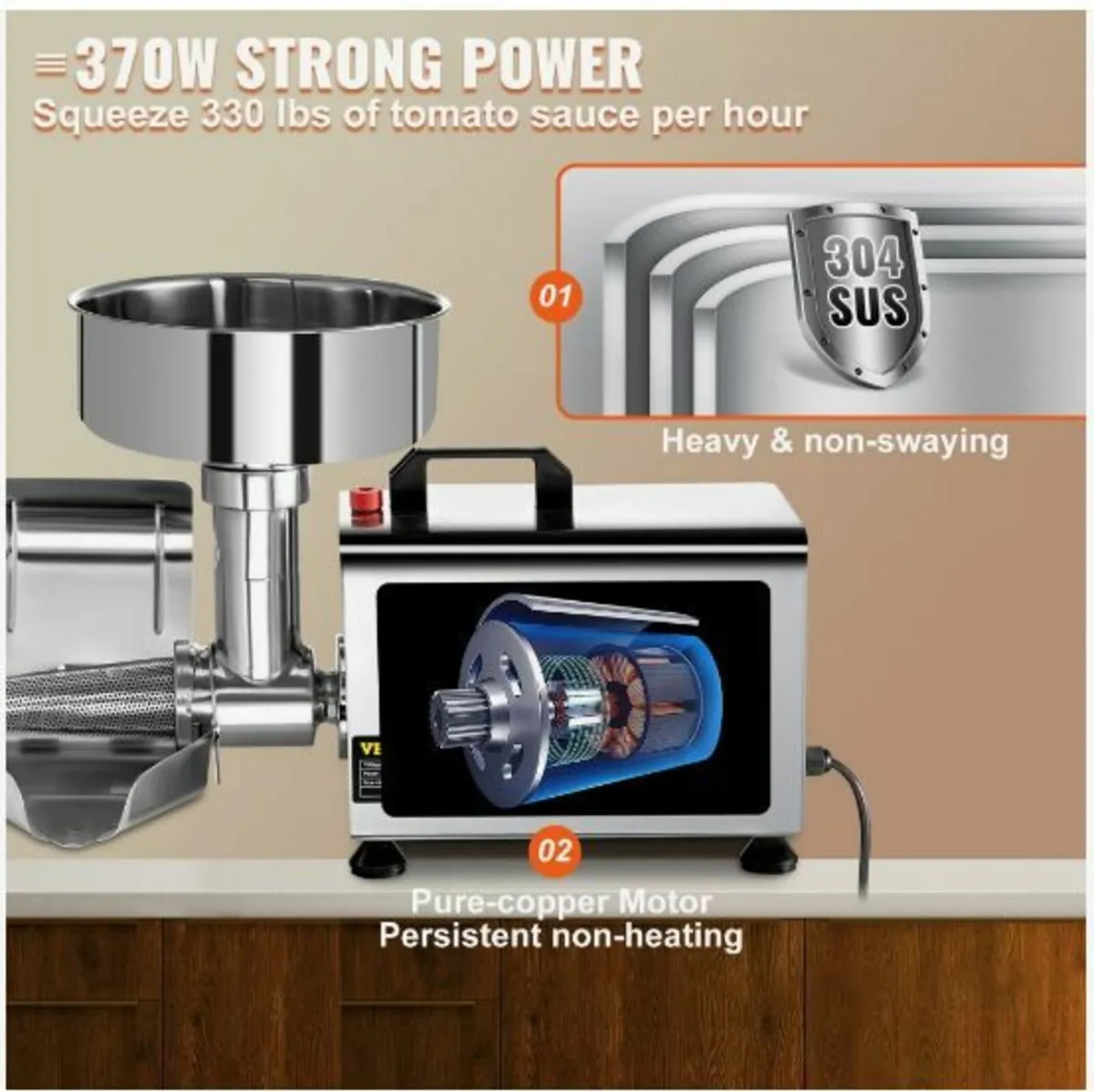 Electric Tomato Strainer 370W Tomato Milling - Image 4