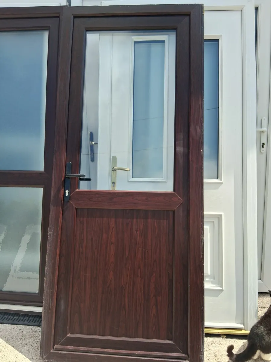 Pvc door clear glass on top