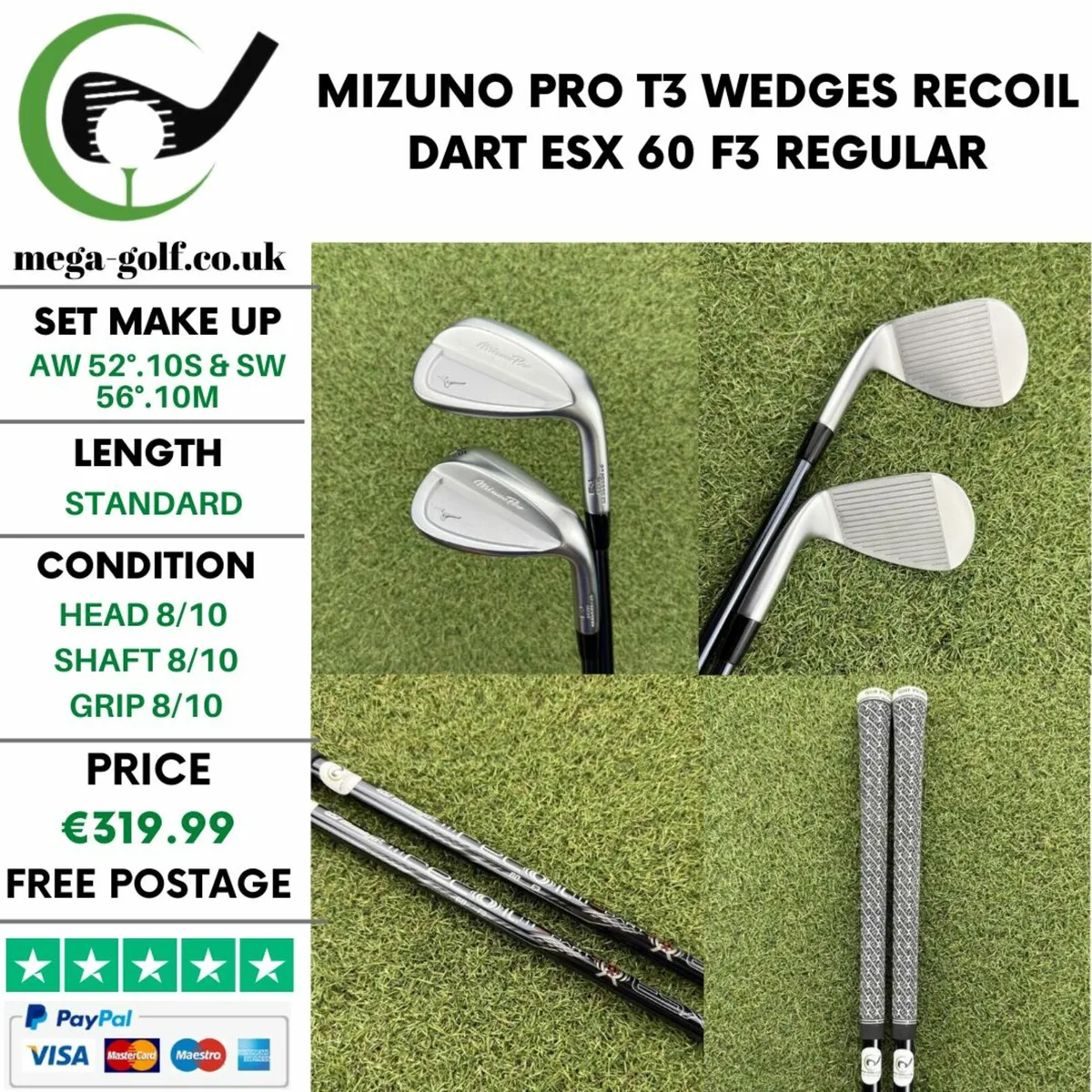 MIZUNO PRO T3 WEDGES AW 52°.10S & SW 56°.10M - Image 1
