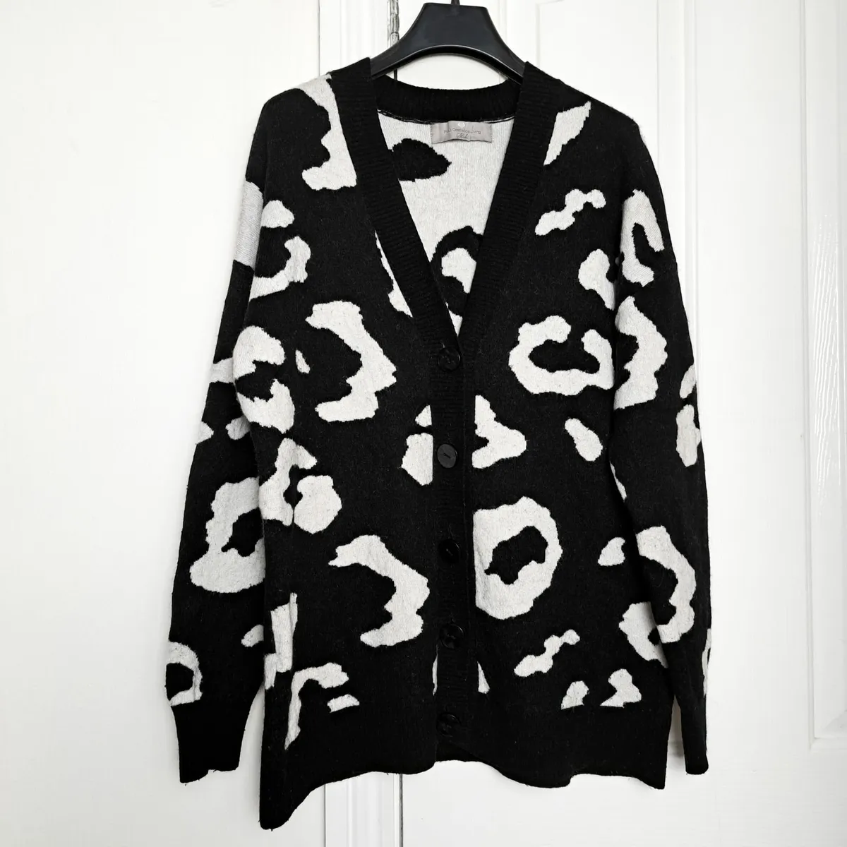 Paul Costelloe Black White Cow Print Cardigan 10UK - Image 1