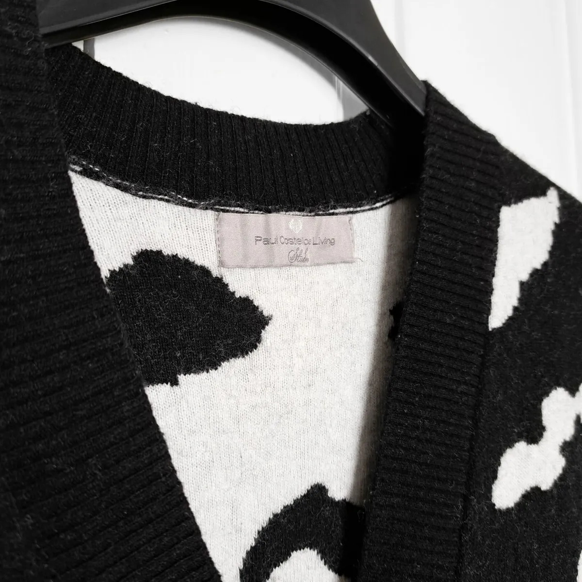 Paul Costelloe Black White Cow Print Cardigan 10UK - Image 4