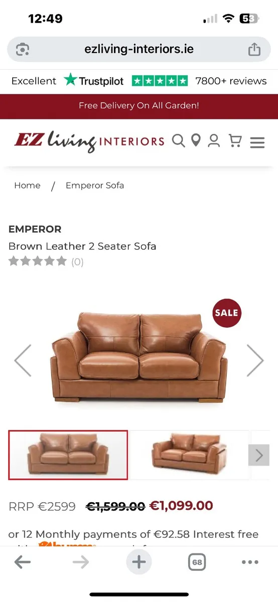 2 seater leather sofa - Image 1